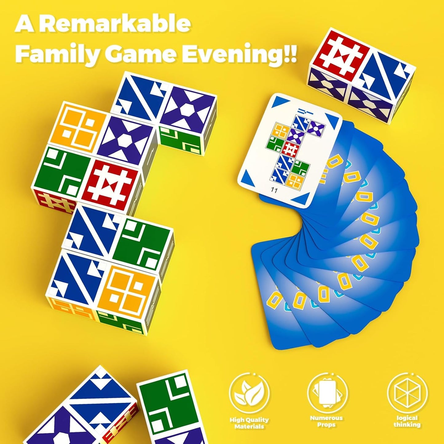 Family Matching Game for Kids & Adults, Block Puzzle Board Games for Boys & Girls Ages 4-8 8-12, 2+ Player Card Puzzles for Children 3+ Year Olds