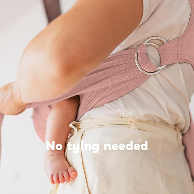 CuddleCarry™ Pre-Wrapped Baby Ring Sling by CuddleBug - Adjustable, Lightweight Baby Carrier Wrap - Ergonomic Front Carry for Newborn to Toddler (0-36m, 8-35 lbs) - Pink