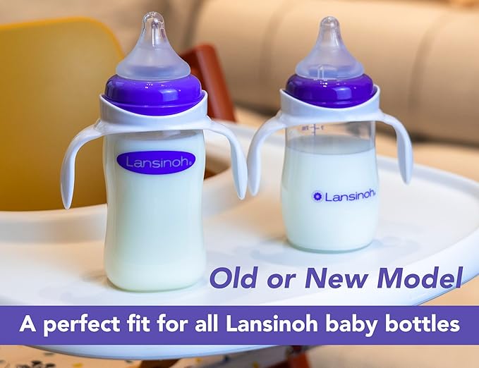 Compatible Baby Bottle Handle for Lansinoh 5oz & 8oz Bottles, Easy-Grip, Ergonomic Design for Little Hand, Leak-Proof, Slip-Resistant, BPA-Free, Helps Babies Transition to Independent Drinking, 3-Pack