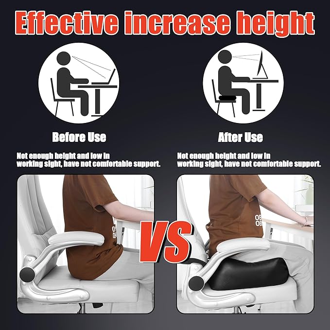 HOMBYS Extra Thick Chair Cushions for Office,6 in Breathable Adult Booster Seat for Car,Waterproof Car Seat Cushion to Raise Seat Height,PU Leather Desk Chair Cushion for Long Sitting
