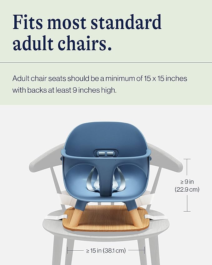 Lalo The Booster Seat for Babies & Toddlers, Children's Booster Seat, Easy to Clean Five-Point Safety Harness & Durable Non-Toxic Plastic Seat & Belly Bar - Blueberry