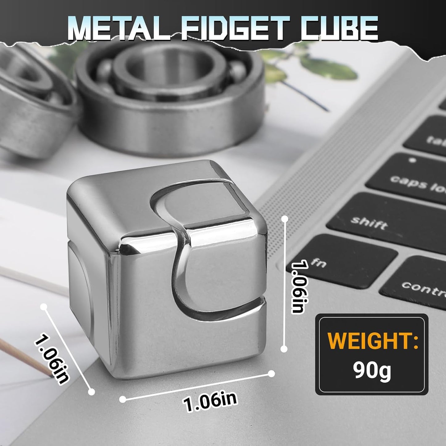 Fidget Cube Block Spinner Toy for Kid Adult, 2-in-1 Anodised Metal Hand Spinner Fidget Figit Gyro for Stress Relief, Cool EDC Spinning Top Desk Toy for Birthday Gift Classroom Prize