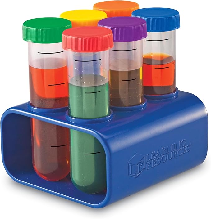Learning Resources Primary Science Jumbo Test Tubes with Stand, Set of 6 Tubes, Ages 3+