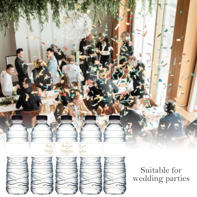 100PCS Wedding Water Bottle Labels Waterproof Greenery Floral Wraps Sticker for Water Bottle Baby Shower Bottle Label for Bridal Shower Party Thanks A15