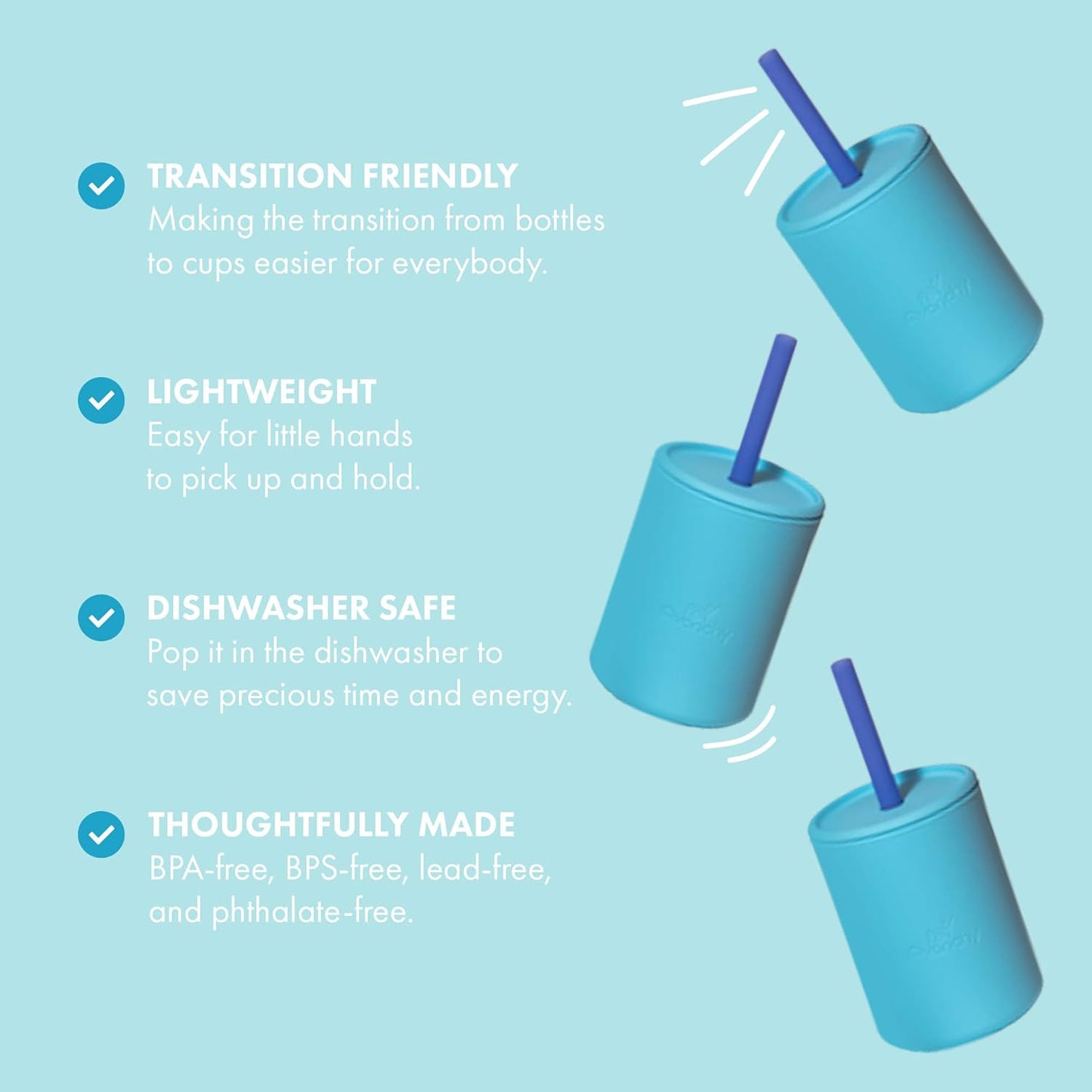 Avanchy Silicone Training Sippy Cup with Straw Lid – For Babies 6+ Months to Toddlers 1 Year Old – 8 oz Infant Water Cup for Baby Led Weaning, Magenta