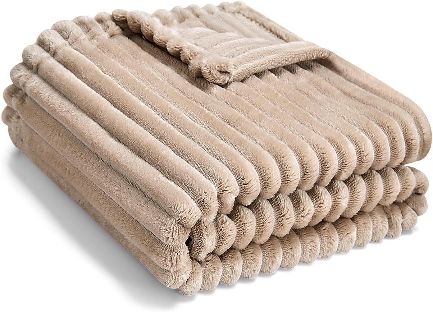 Soft Fleece Baby Blanket Ultra Cozy Baby Blankets for Boys Girls Warm and Lightweight Infant Toddler Newborn Receiving Gift with Reversible Stripes for Crib Stroller, 30x40 Inch, Linen