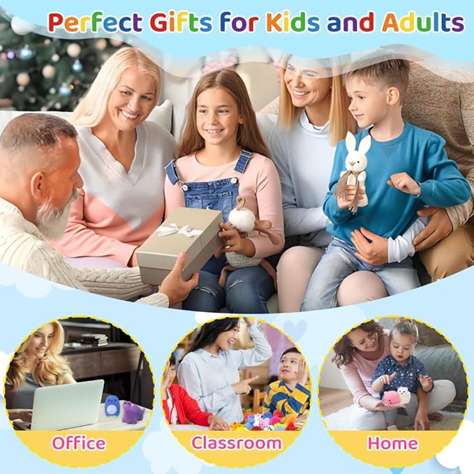 150PCS Party Favors for Kid Girls 4-8 8-12 Kawaii Mochi Squishies Anxiety Reduction Fufu Squishy Slow Rising Bulk for Classroom Prizes Set Game Prizes Goodie Bags Halloween Buckets Easter Eggs