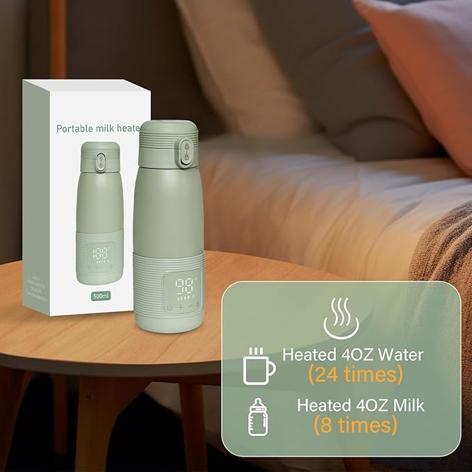 Portable Bottle Warmer for Travel 12 oz Portable Bottle Breast Milk and Water Warmer Fast Precision HeatingSafe Temp Control Adjustable for New Parents