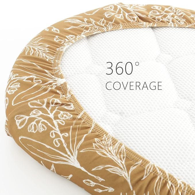GRSSDER Stretchy Ultra Soft Fitted Bassinet Sheet Set 2 Pack, Universal Fit for Bassinets Baby Cradle Moses Basket Oval Rectangle Mattress, Stylish Jungle Deer Bassinet Sheets for Girls and Boys