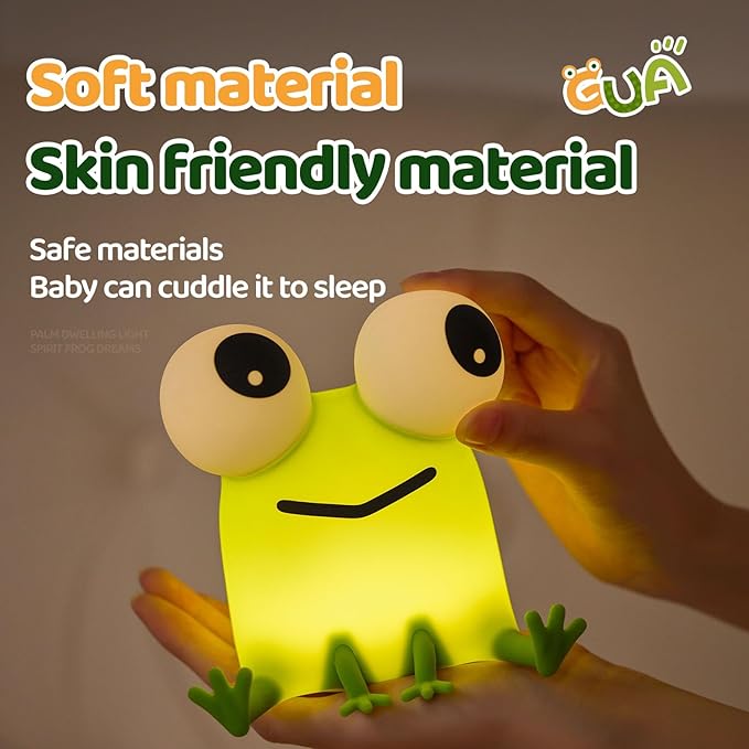 Frog Night Light for Kids, Cute Silicone Dimmable Nursery Night Light, Rechargeable Bedside Lamp, Portable Creative Gifts for Children, Teens, Girls, Boys Christmas Birthday