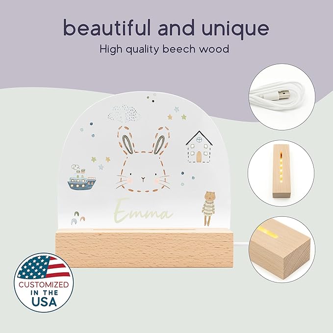 Personalized Baby Gifts for Newborn Girls/Personalized Toddler/Baby Gifts Personalized/Unique Night Light with Custom Name/Warm White Glow for Nursery