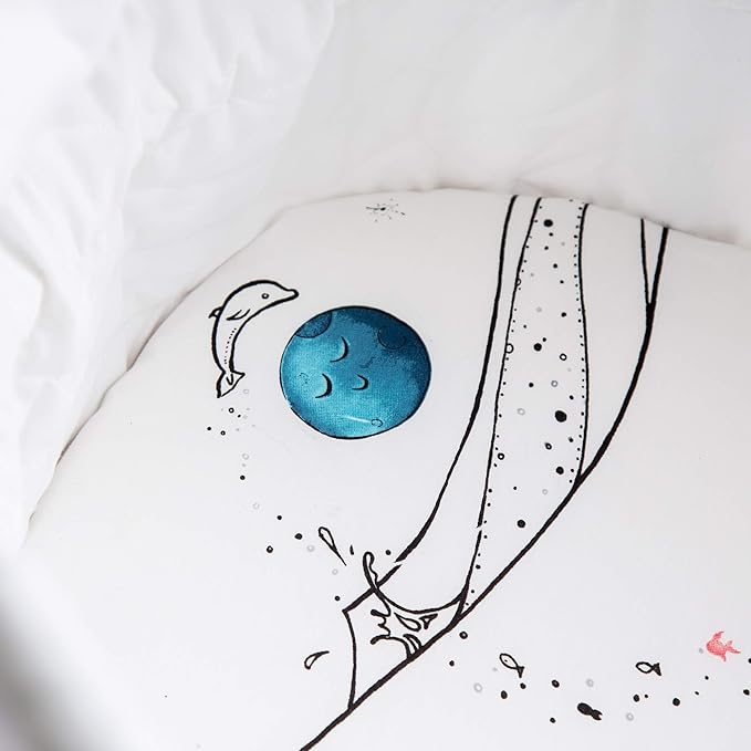 JumpOff Jo - Fitted Bassinet Sheet, Soft Cotton Flexible Fit Sheet for Oval, Rectangle, and Hourglass Standard Sized Mattresses, 16 in. x 32 in. - Moonlight Mermaid