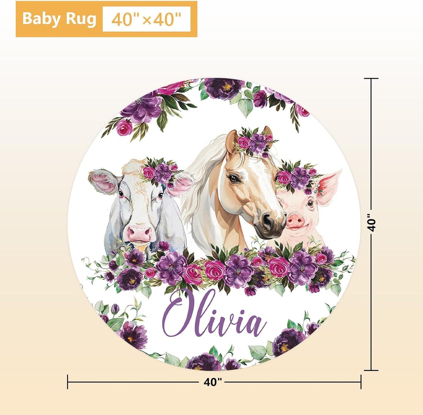 Custom Baby Crib Bedding Set, 5 Pcs Personalized Name Baby Crib Sets for Infant Toddler, Floral Horse Nursery Bedding Set for Baby Girls, Double Layer Baby Bedding Sets, Gifts for New Parents