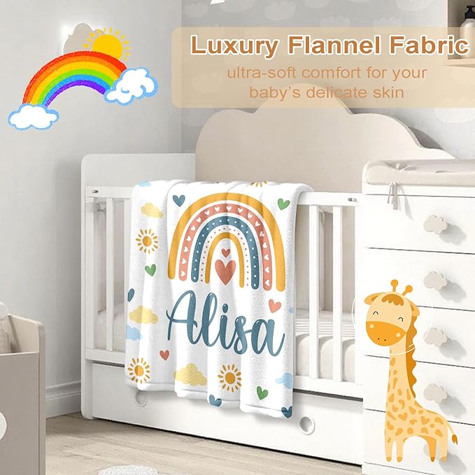 Ship Next Day, Personalized Baby Blanket – Printed in USA, Custom Baby Blanket for Boys & Girls, Baby Blanket with Name, Baby Shower, Easter, Christmas, Birthday Newborn & Toddler Gifts, Baby Gifts