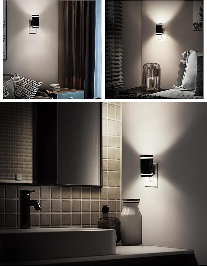 DORESshop Bright LED Night Light Plug in [4 Pack], Night Lights Plug into Wall with Dusk-to-Dawn Sensor, 0-100lm Dimmable Nightlights with Light Sensor for Adults, Hallway, Bedroom, Stairway