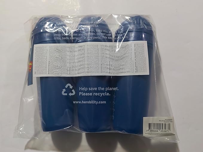 Herobility Double Anti-Colic Baby Bottles – 12 fl oz/340ml – 3-Pack – BPA-Free