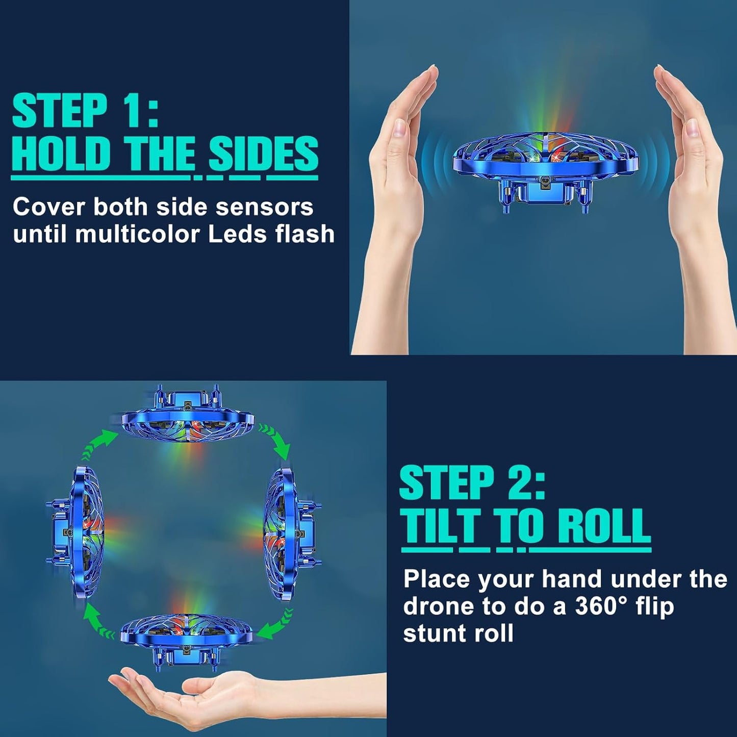 Hand Operated Drone Toy for Kids - Easy Fly Hover Drone with AI Motion Sensor, Rechargeable Drones for Kids 8-12 & 6-8, Safe Mini Quadcopter with Auto Hover, 360 Flip/Roll, Perfect Boys Girls Drones for Age 4-6-8-12 Birthday Gifts