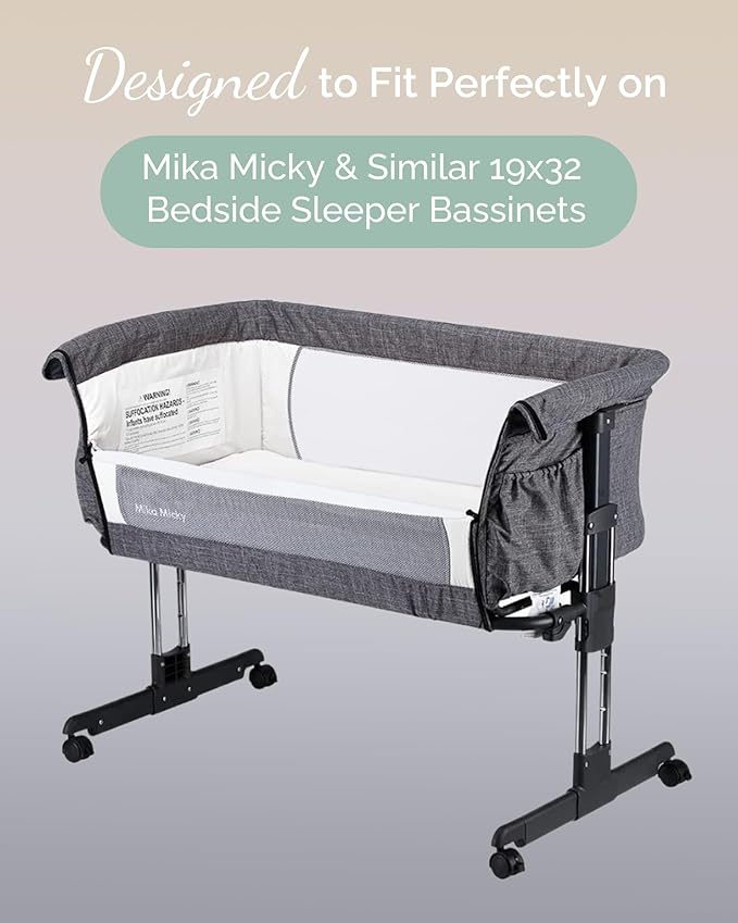 Bassinet Fitted Sheets Compatible with Mika Micky Bedside Sleeper Bassinet Mattress Pad - Buttery Soft, Premium Stretchy Jersey Knit Sheets - Burnt Orange+Mustard Yellow+ Gray, 3 Pack