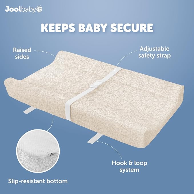 Jool Baby Changing Pad Covers (2 Pack) Soft & Comfortable, Fits Most Standard Diaper Changing Pads (Off-White & Oatmilk-Wave)