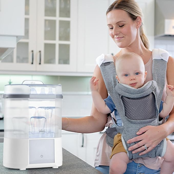 Chicco Advanced Electric Steam Sterilizer & Dryer for Baby Bottles, Feeding Accessories and More | Eliminates 99.9% of Germs | 4 Programming Options | 2 Configurations | Automatic Shut-Off