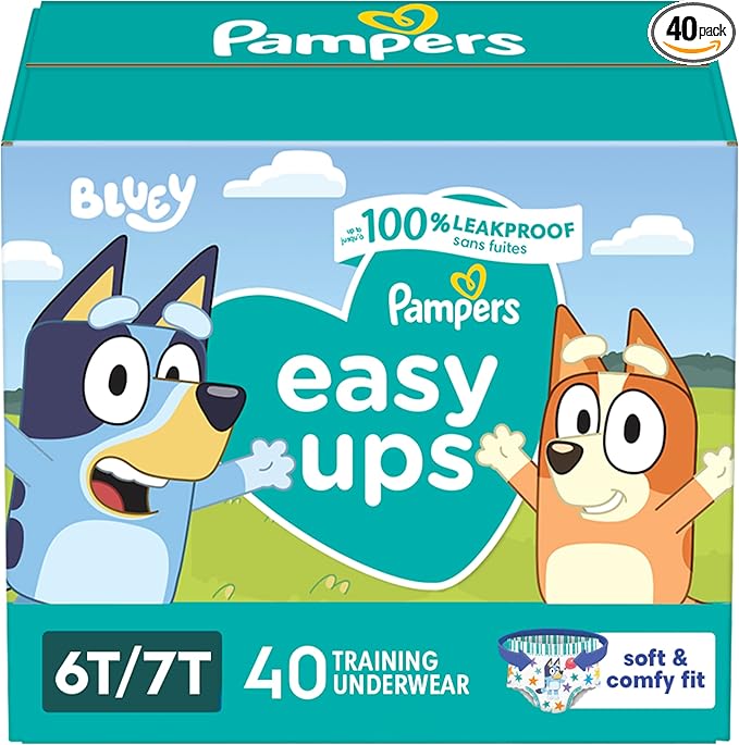 Pampers Training Pants - Easy Ups Boys & Girls Bluey - Size 6T-7T, 40 Count, Children's Potty Underwear