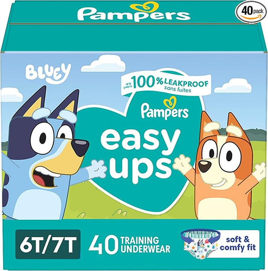 Pampers Training Pants - Easy Ups Boys & Girls Bluey - Size 6T-7T, 40 Count, Children's Potty Underwear