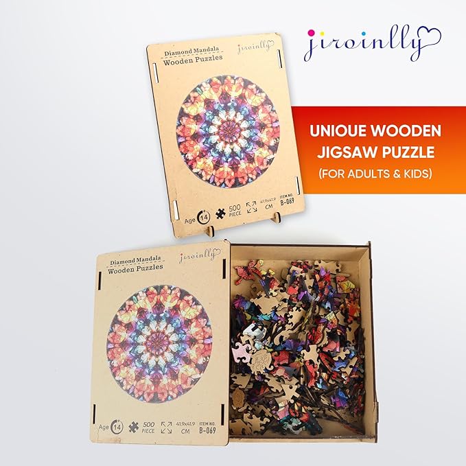 Jiroinlly Puzzles for Adults Crystal Mandela Wooden Puzzles, 200 Pieces Unique Shaped Liberty Jigsaw Puzzles, Creative Toys for Adults and Kids, Fun Challenge Family Game 11.2'' x 11.2''