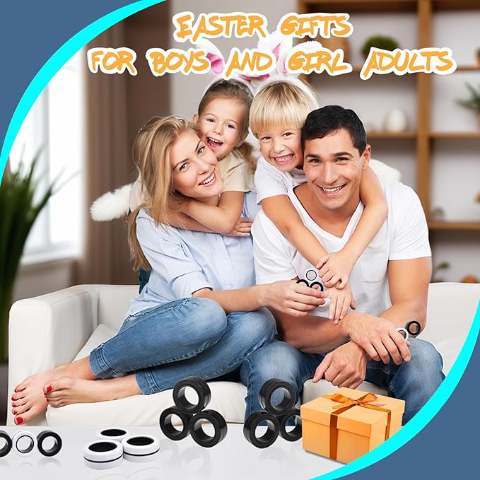Cevioce 3 PCS Magnetic Rings Fidget Toys Set for Teens,ADHD Anxiety Magnetic Finger Spinner for Adults and Kids,Coolest Magnet Stress Relief Toy Birthdays Gifts for 8 9 10 11 12+ Year Old Boys Girls