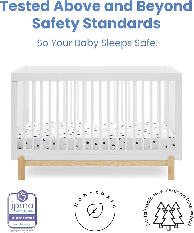 Delta Children Poppy 4-in-1 Convertible Crib, Bianca White/Natural