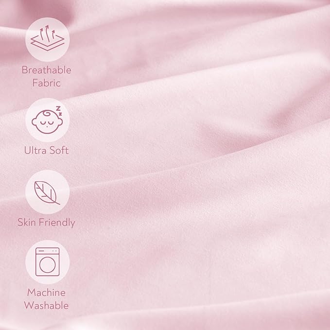 Magik & Kover Crib Sheets Girl 4 Pack, Baby Crib Sheet for Crib Mattress and Toddler Bed Mattress, Soft Breathable Fitted Kid Toddler Sheets Set for Girls, Pink & Violet