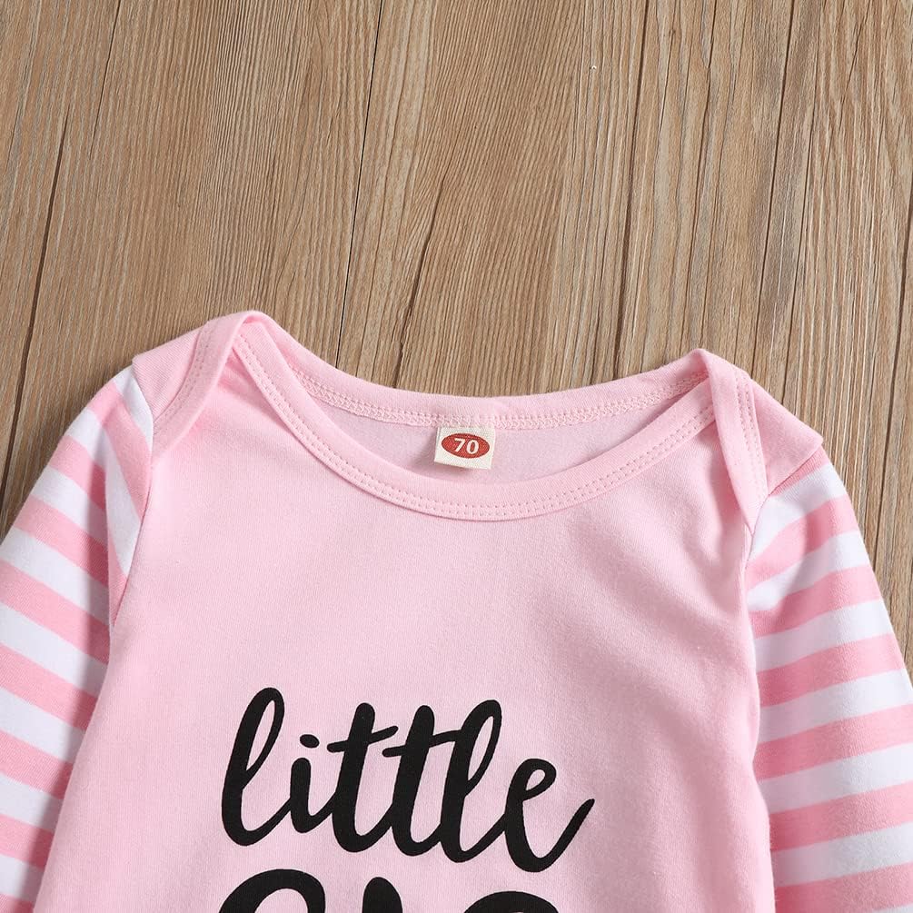 AMAWMW Newborn Baby Girl Little Sister Sleeper Gown Stripe Long Sleeve Nightgown Pajamas Gifts Stuff Essential Outfit