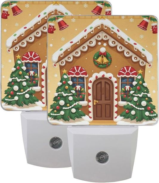 Aslsiy Night Light for Kids Cartoon Gingerbread House Brown (10) Plug in Wall Lamp LED Dusk to Dawn Sensor Energy Saving Nightlight for Boys Girls Men Women