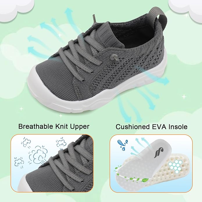 JIASUQI Toddler Shoes for Boys Girls Slip on Sneakers Wide Toe Walking Shoes Toddler Sock Shoes