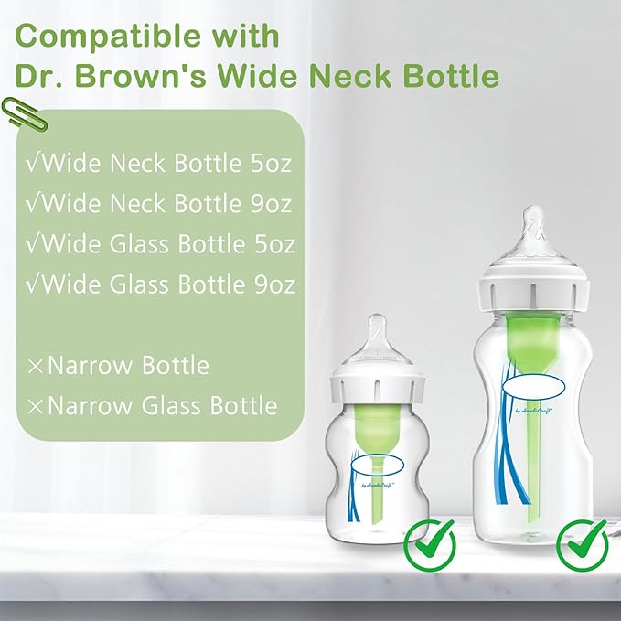 3 Pack Weighted Straw Cup Conversion Kit Compatible with Dr Browns Wide Neck Bottles, Soft Straw Bottle Top Conversion Kit, No-Spill, Transition Kit with Silicone Straws Nipple