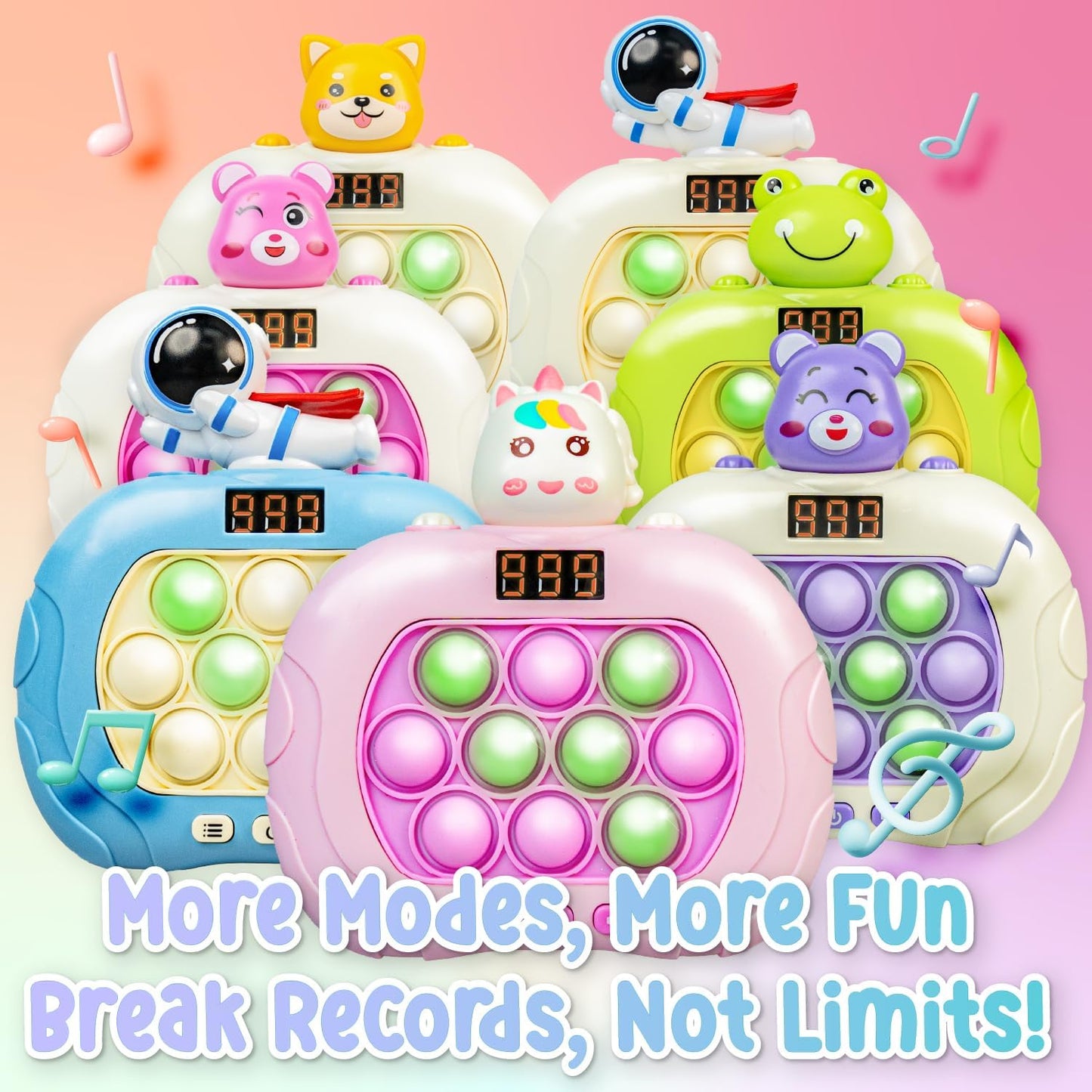 Marlo & Buzz Fast Push Game Toy with Popit Game Controller, Pop Fidget Animal with LED Screen - Sensory and Memory Console, Quick Bubble Light Toy, Pocket Games (Frog)