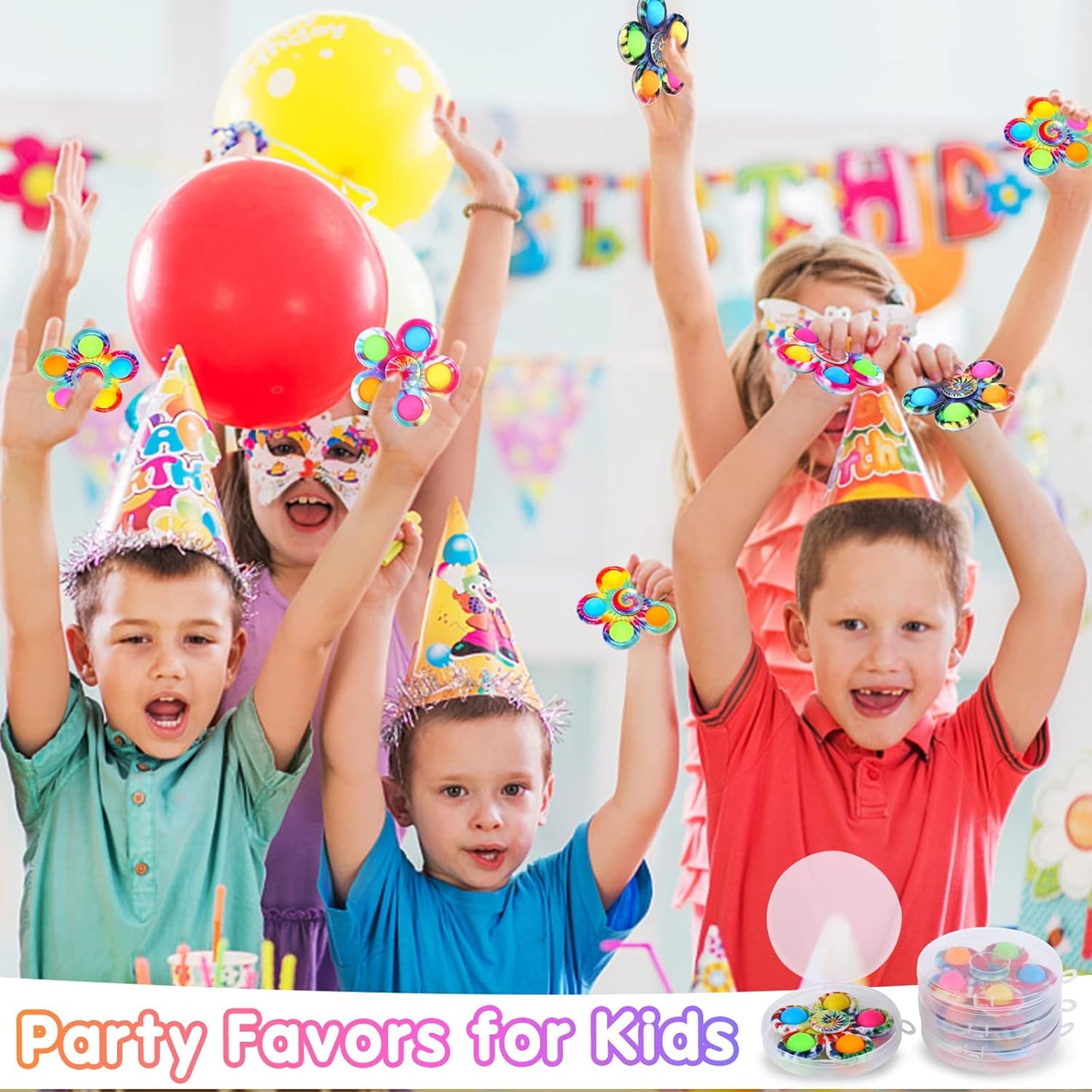 Gigilli 24 Pack Party Favors Fidget Spinners for Kids 4-8 8-12, Goodie Bags Stuffers for Kids 3-5, Pop Mini Fidget Toys Bulk Classroom Prizes for Girls Boys, Toddler Birthday Party Return Gifts