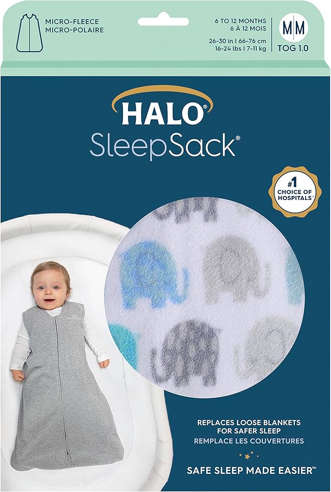 HALO Micro-Fleece Wearable Blanket, Swaddle Transition Sleeping Bag, TOG 1.0