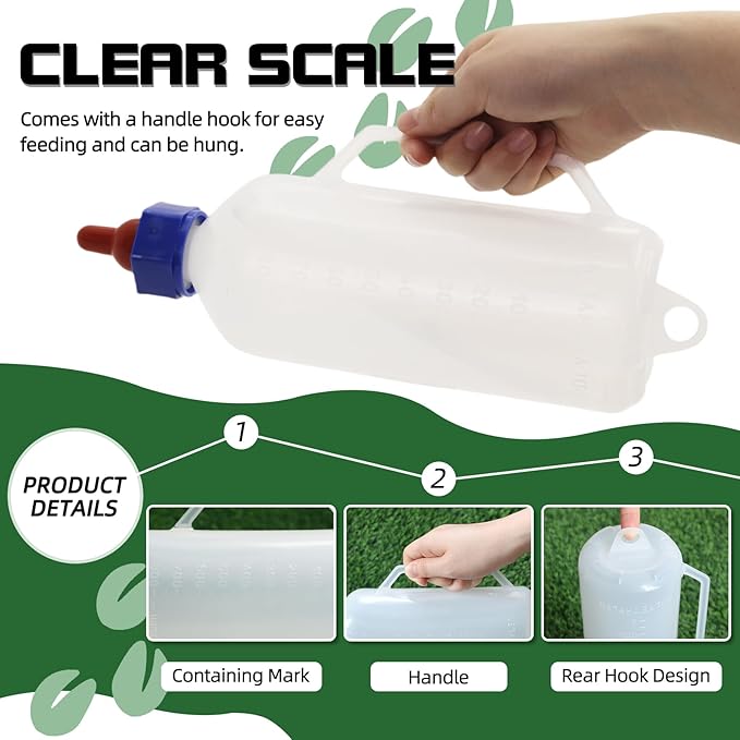 1000ML Baby Lamb Milk Feeder Bottle with Handle and Detachable Nipple,Calf Sheep Lamb Bottles for Baby Lambs Feeding Nursing Bottle Cup with a Replacement Nipple (1000ml)