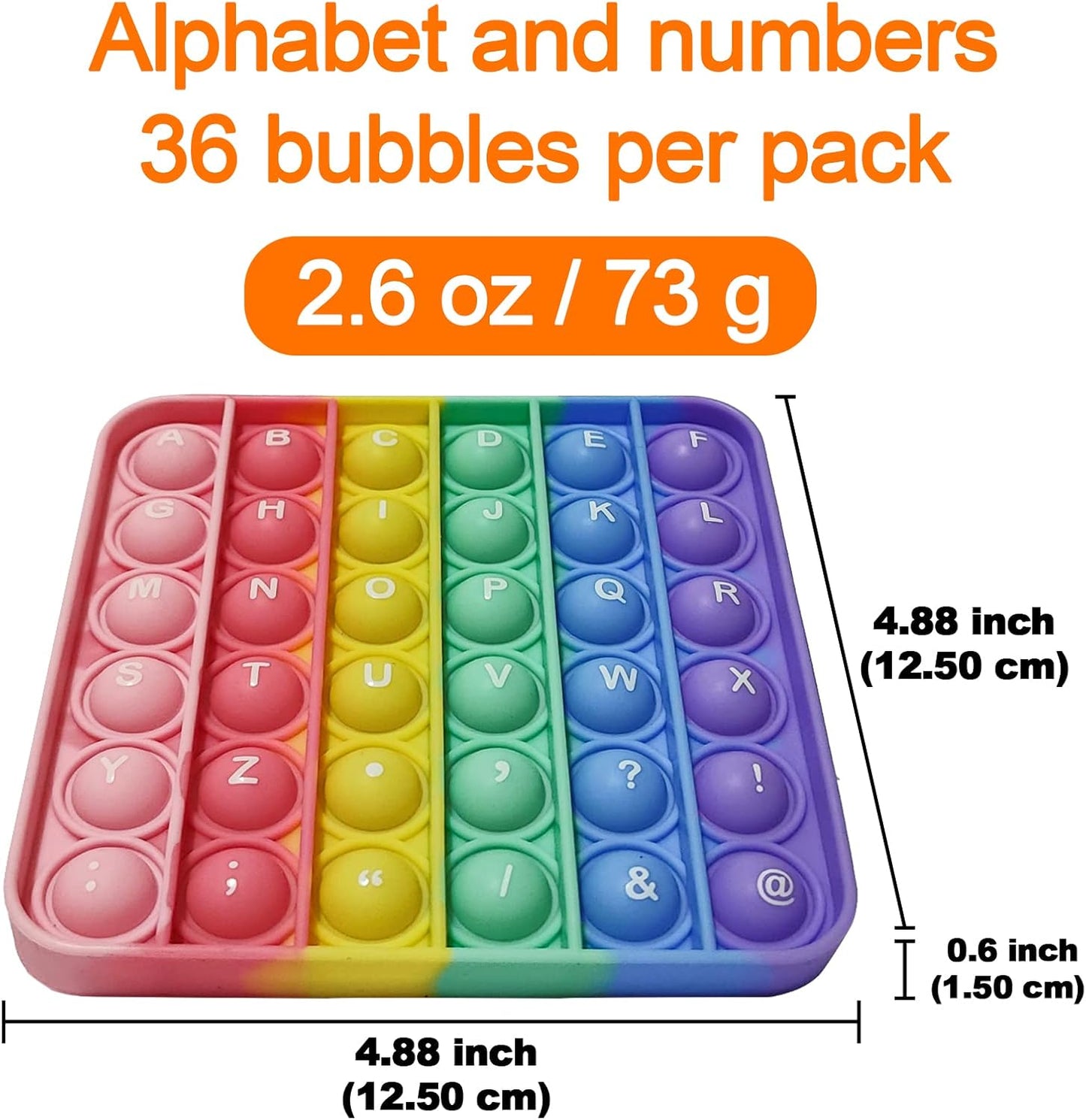 Alphabet Pop Fidget Toy Letters ABC Numbers Learning and Educational Toys Square Sensory Toys Popper Games Gifts for Kids 4 Packs Double Side Macaron(2 Alphabet Numbers and 2 Uppercase Lowercase)