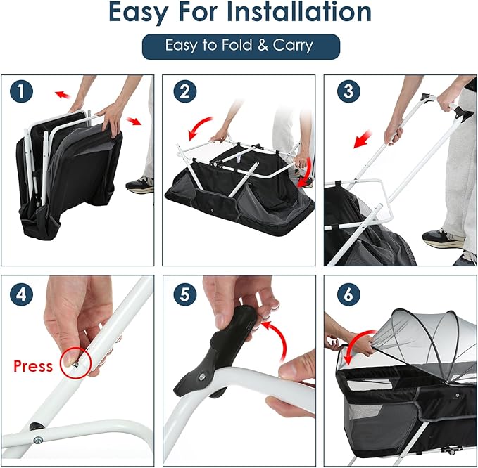 Portable Baby Playard - Foldable Baby Bassinet, Lightweight Playpen with Mosquito Net, 42.5 x 40.2 x 20.8 inches, Black