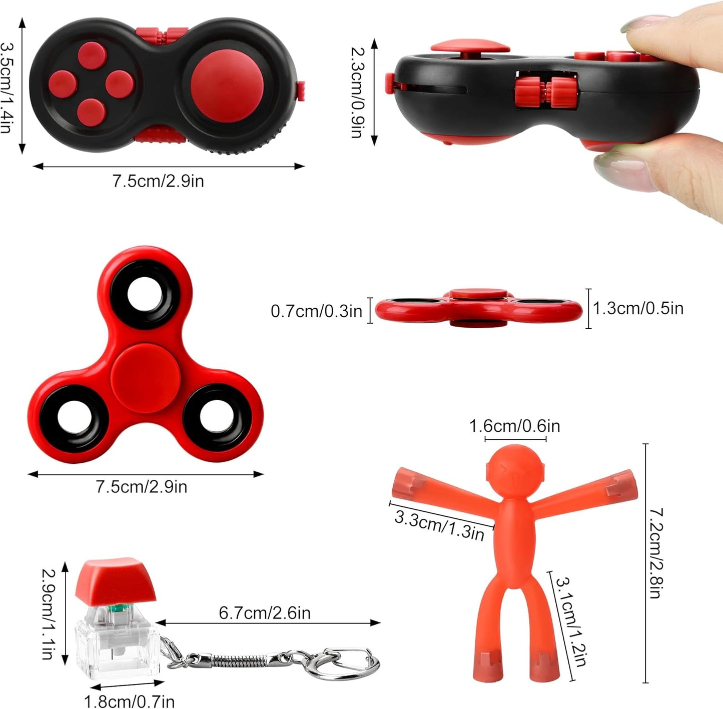 Quite Fidget Toys for Kids, Fidget Toys Adults, Toys for Ages 8-13, Sensory Toys for Kids with Autism, Party Favor Toys for Kids 3-5 (Red)