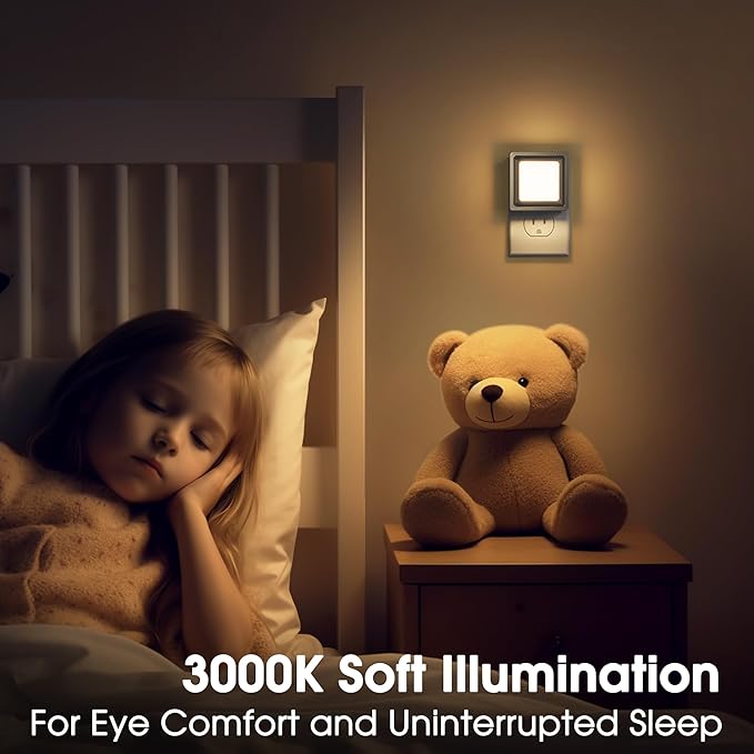 Briignite Night Light, Night Lights Plug into Wall, 2Pack, Dusk to Dawn Sensor Night Light for Kids, Led Nightlight Dimmable Night Lights Soft White 3000K, 1W, Bedroom, Bathroom Stair