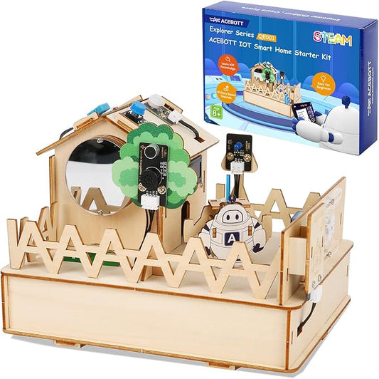 ACEBOTT ESP32 Smart Home IoT Starter Kit, STEM Kit Compatible with Arduino IDE, Stem Toys Coding Kit with House Building, Sensors & App Control, STEM Educational Kit for Kids 12+