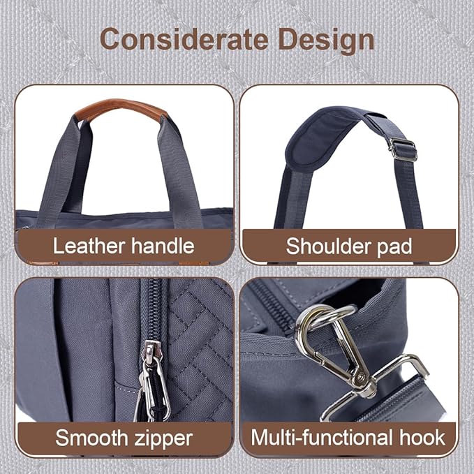 Diaper Bag Tote, with 16 Inch Laptop Compartment and 3 cooler Pocket Ideal for Boy (Dark Gray)