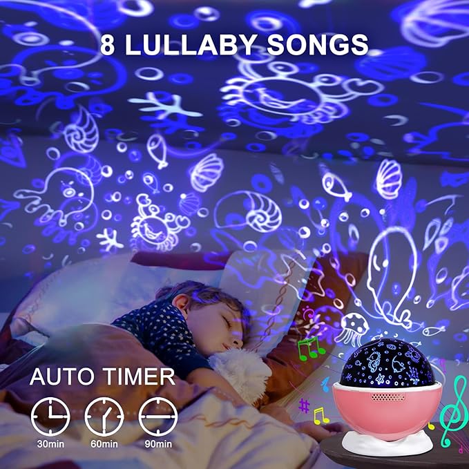 Night Light Projector, Night Light for Kids, Star Projector, 54 Light Color 360 Degree Rotation Kids Night light, Rechargeable Lamp for Bedroom, Light Projector Birthday Christmas Gifts for Boys Girls