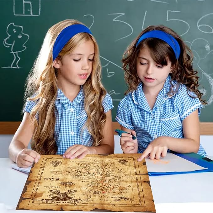 Pirate Monocular Telescope with Treasure Map Pocket Compass - Collapsible Spyglass for Party Accessory Set