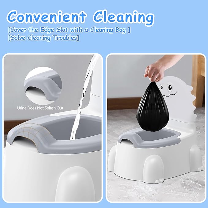 Potty Seat Baby Training Chair Boys Girls Toddler Dinosaur Comfortable children 1-5 years old Baby toilet Animal seat with lid back potty trainer (Grey)