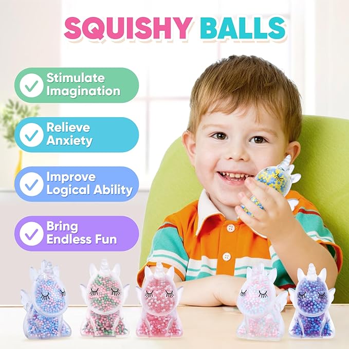 12 Pack Fidget Stress Balls for Kids Adults, Stress Relief Stress Ball, Bulk Squishy Squeeze Ball Set and Birthday Party Favors
