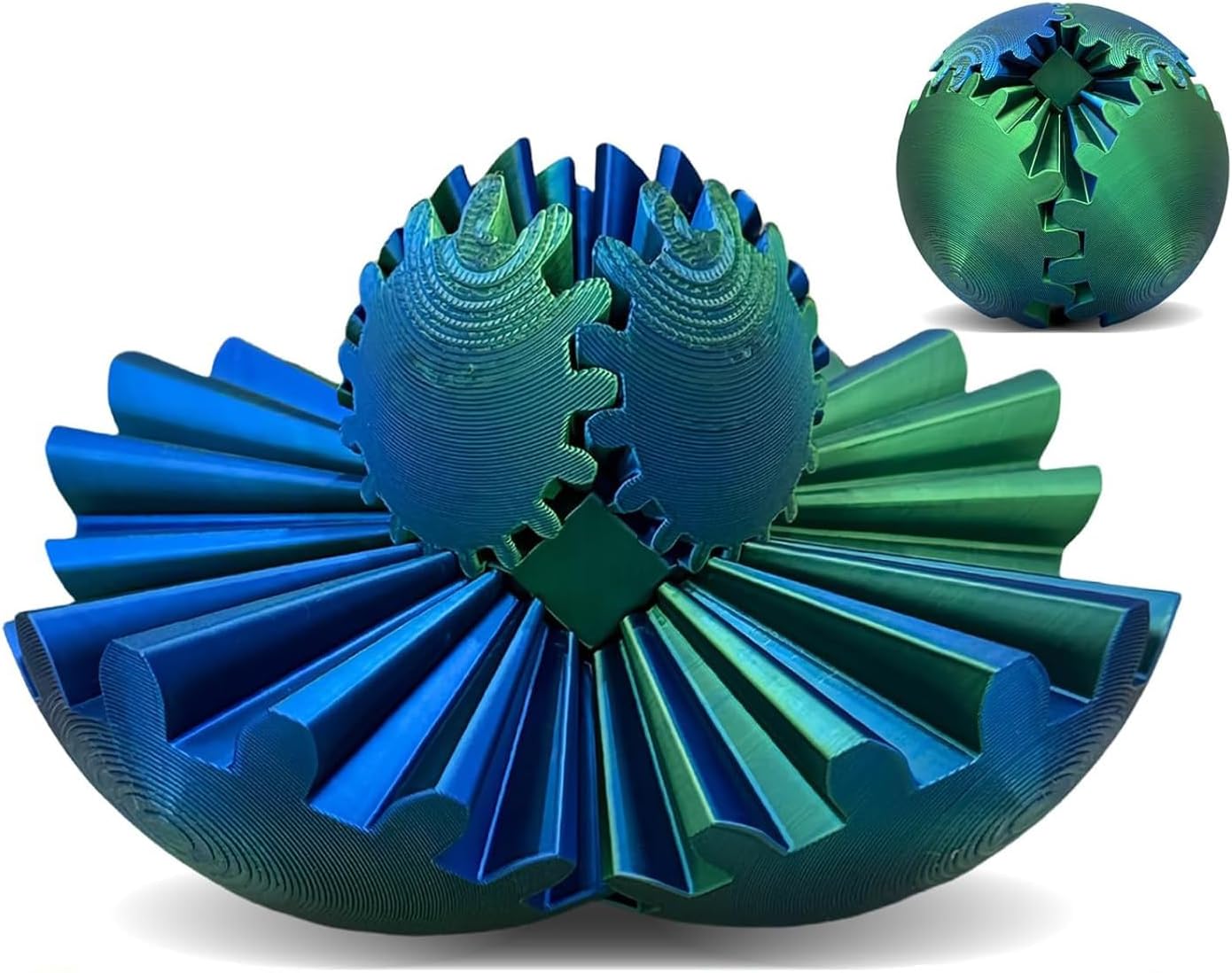 Gear Ball - 3D Printed Gear Ball Spin Ball Gear Sphere, The Steampunk Whirling Wonder Fidget Toy, Multi-Functional Gear Ball Cube Fidget Toy, Perfect for Stress and Anxiety Relaxin Desk Toy