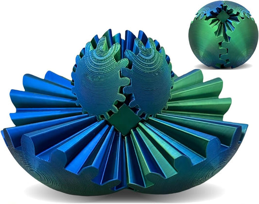 Gear Ball - 3D Printed Gear Ball Spin Ball Gear Sphere, The Steampunk Whirling Wonder Fidget Toy, Multi-Functional Gear Ball Cube Fidget Toy, Perfect for Stress and Anxiety Relaxin Desk Toy